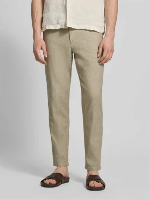 Spodnie w kroju regular fit z mieszanki bawełny i lnu model 'BRODY' Selected Homme