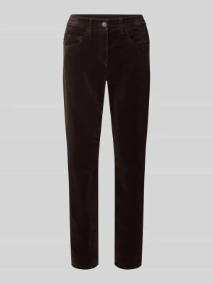 spodnie w kroju slim fit z domieszką lyocellu w skróconym kroju LUISA CERANO Ciemnobrązowy