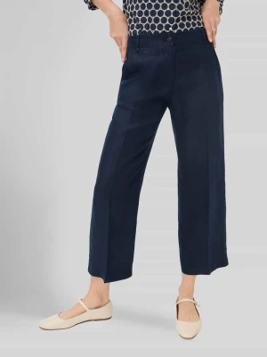 Spodnie w kroju straight fit o dł. 7/8 z lnu z elastycznym pasem BRAX