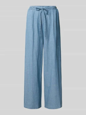 Spodnie w kroju wide fit z zakładkami w pasie w tkaninie stylizowanej na denim Stefanel Jasnoniebieski