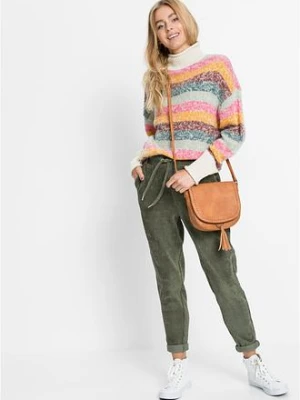 Zdjęcie produktu Spodnie w optyce sztruksowych z elastycznym paskiem bonprix