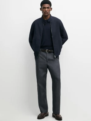 Spodnie W Paski Ze 100% Lnu - Granatowy - Massimo Dutti - Male