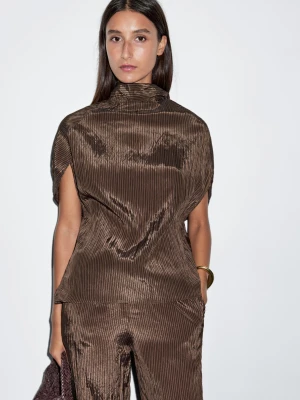 Spodnie W Prążki - Brązowy - - Massimo Dutti - Kobieta