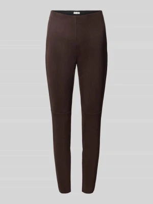 Spodnie w skórzanym wyglądzie, krój slim fit Christian Berg Czekoladowy