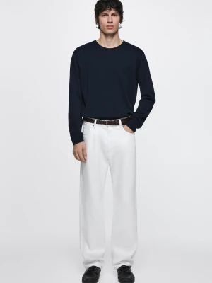 Spodnie W Stylu Jeansowym O Prostym Kroju - Biały - Massimo Dutti - Male