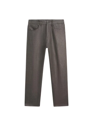 Spodnie W Stylu Jeansowym Z Szerokimi Nogawkami Z Lnu - Szarawozielony - - Massimo Dutti - Mężczyzna