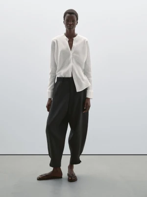 Spodnie W Stylu Sarouel Ze Sprzączkami U Dołu - Czarny - - Massimo Dutti - Kobieta