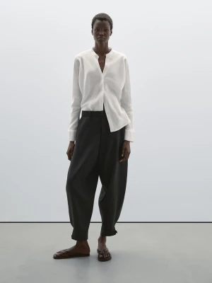 Spodnie W Stylu Sarouel Ze Sprzączkami U Dołu - Czarny - - Massimo Dutti - Kobieta