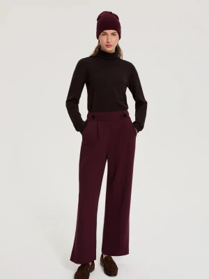 Spodnie wide leg burgundowe Moodo