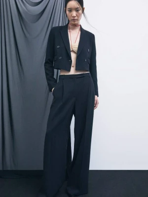 Spodnie wide leg „My SKIN Tailoring” z elastycznej krepy z zakładkami Patrizia Pepe czarny