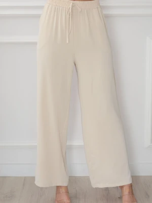 Spodnie wide leg na gumie beż Zuzsu Cocomoda.pl - odzież damska, sukienki, buty, dodatki