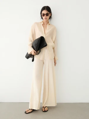 Spodnie Wide Leg Total Look - Waniliowy - - Massimo Dutti - Kobieta