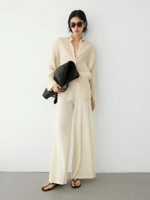 Spodnie Wide Leg Total Look - Waniliowy - - Massimo Dutti - Kobieta