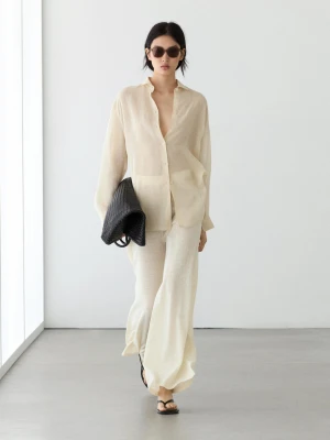 Spodnie Wide Leg Total Look - Waniliowy - - Massimo Dutti - Kobieta