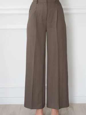 Spodnie wide leg w kant prążek brąz Helly Cocomoda.pl - odzież damska, sukienki, buty, dodatki