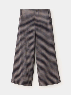 Spodnie wide leg w kratę granatowy - Dzieci - lata - MANGO KIDS