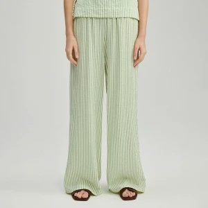 Spodnie wide leg w zielone paski House