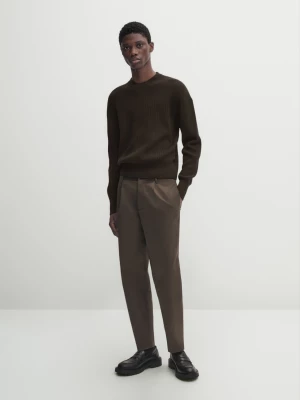 Spodnie Wide Leg Z Bawełnianej Mieszanki − Studio - Multicolor - - Massimo Dutti - Mężczyzna