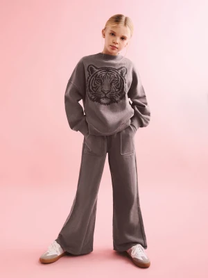 Spodnie wide leg z bawełny czekoladowy - Dzieci - lata - MANGO KIDS