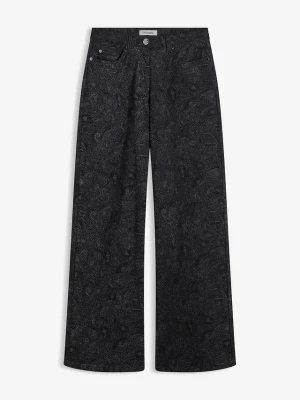 Spodnie wide leg z bawełny ze stretchem BonPrix czarny