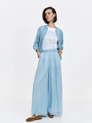 Spodnie wide leg z zakładkami Top Secret