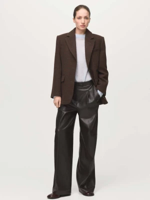 Spodnie wide leg ze sztucznej skóry czekoladowy - Kobieta - - MANGO