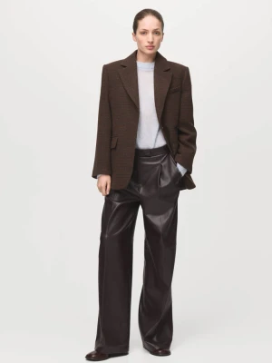 Spodnie wide leg ze sztucznej skóry czekoladowy - Kobieta - - MANGO
