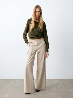 Spodnie wideleg z wiązaniem beżowy - Dziewczyna - - MANGO TEEN
