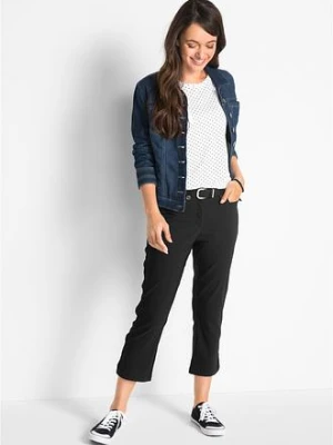 Spodnie z bengaliny 7/8 z wygodną talią bonprix