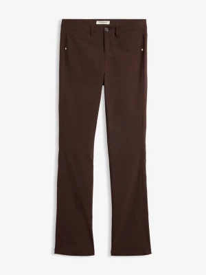 Spodnie z bengaliny ze stretchem o kroju bootcut, z mieszanki wiskozy BonPrix brązowy