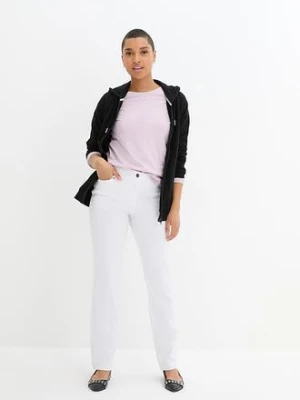 Spodnie z bengaliny ze stretchem, z wygodnym paskiem w talii, Straight bonprix