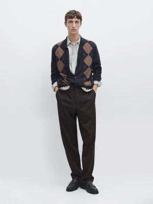 Spodnie Z Chłodnej Wełny Z Fakturą - Brązowy - - Massimo Dutti - Mężczyzna