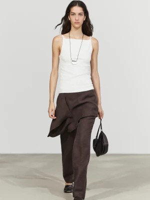 Spodnie Z Detalem Spódnicy Z Lnu - Czekoladowy - Massimo Dutti - Female