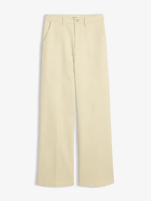 Spodnie z diagonalu, high waist BonPrix beżowy