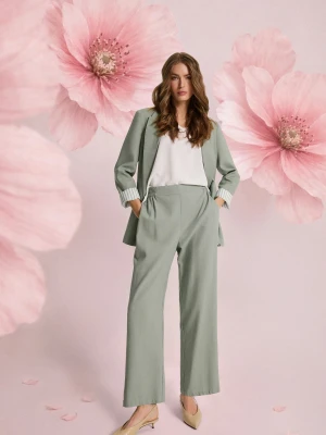 Spodnie z dodatkiem lnu oliwkowe Moodo