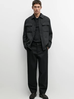 Spodnie Z Domieszką Bawełny I Ozdobnym Pasem - Czarny - Massimo Dutti - Male