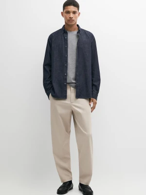 Spodnie Z Domieszką Bawełny I Ozdobnym Pasem - Beżowy - Massimo Dutti - Male