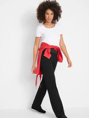 Spodnie z dżerseju z wywijanym paskiem, Straight bonprix