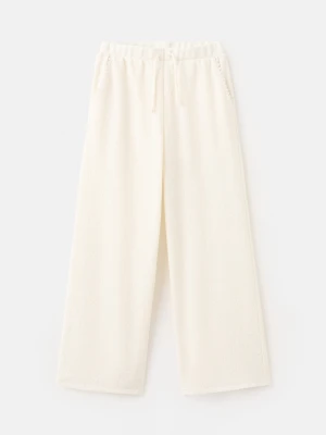 Spodnie z dzianiny mieszanej z bawełny i lnu kremowy / écru - Dzieci - lata - MANGO KIDS