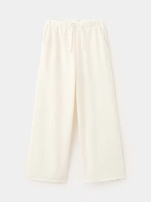Spodnie z dzianiny mieszanej z bawełny i lnu kremowy / écru - Dzieci - lata - MANGO KIDS