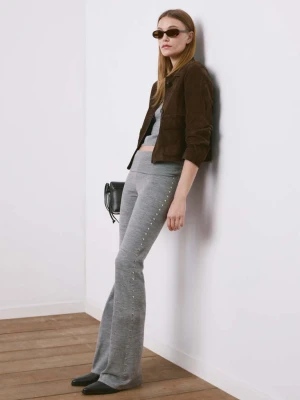 Spodnie z dzianiny z ćwiekami średni szary - Kobieta - - MANGO