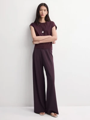 Spodnie z dzianiny ze średnim stanem burgund - Kobieta - - MANGO