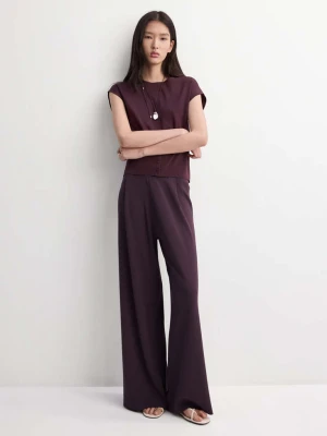 Spodnie z dzianiny ze średnim stanem burgund - Kobieta - - MANGO