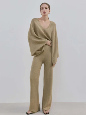 Spodnie z dzianiny ze średnim stanem złoty - Kobieta - - MANGO