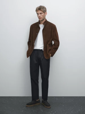 Spodnie Z Fakturą O Kroju Slim - Granatowy - - Massimo Dutti - Mężczyzna
