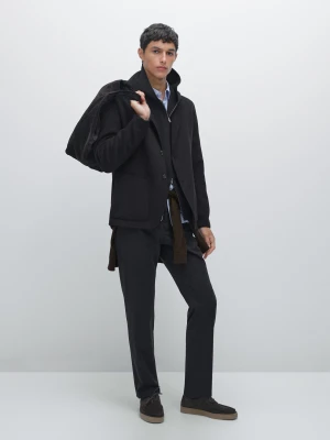 Spodnie Z Fakturą O Kroju Slim - Granatowy - - Massimo Dutti - Mężczyzna