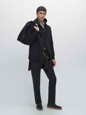 Spodnie Z Fakturą O Kroju Slim - Granatowy - - Massimo Dutti - Mężczyzna