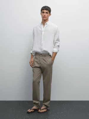 Spodnie Z Fakturą O Kroju Slim - Jasnozielony - - Massimo Dutti - Mężczyzna