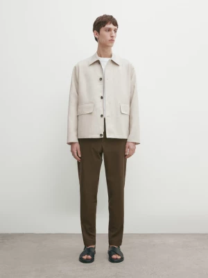Spodnie Z Fakturą O Kroju Slim - Khaki - - Massimo Dutti - Mężczyzna