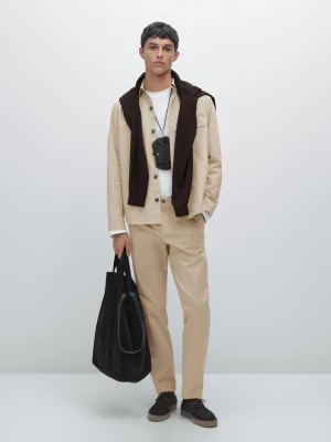 Spodnie Z Fakturą O Kroju Slim - Opalony - - Massimo Dutti - Mężczyzna